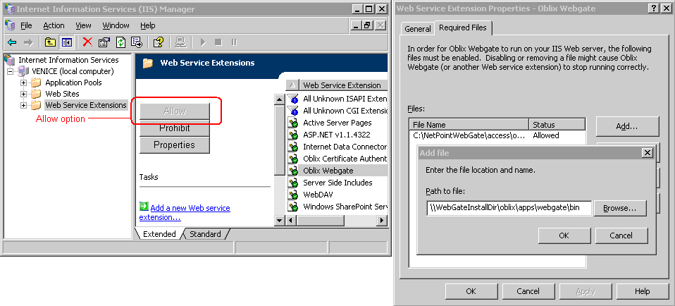 Graphic of IIS Security Settings