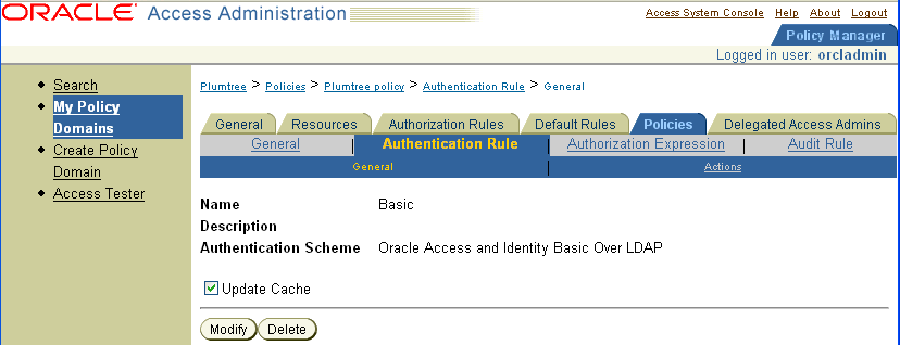 Graphic of Authentication Rule page.