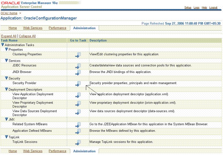 Administration Tab for Configuration Manager