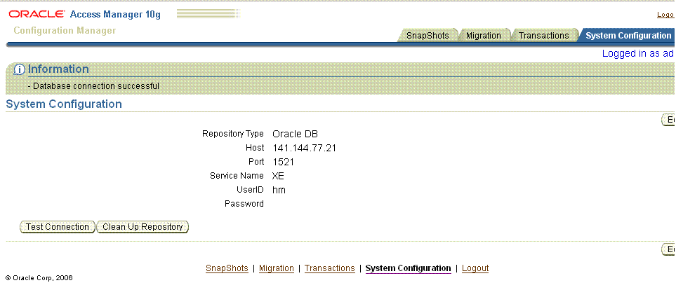 Informational Message, System Configuration