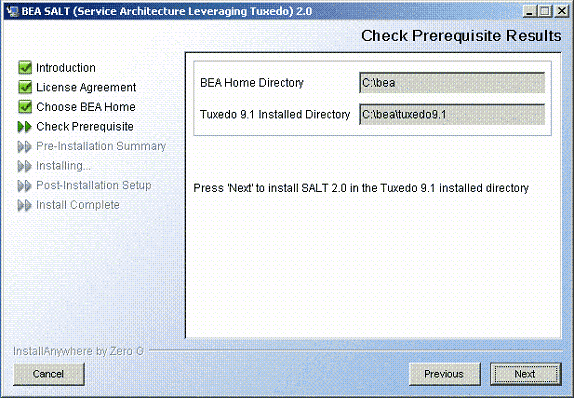 Check Prerequisite Result Screen