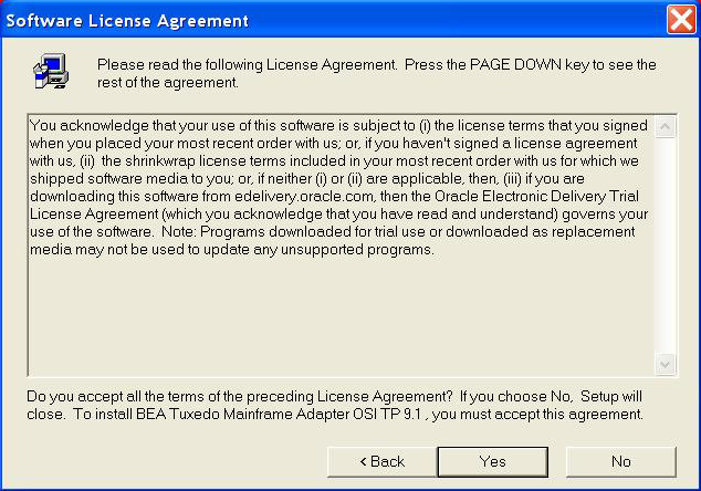 License Agreement Window