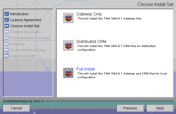 Choose Install Set Screen