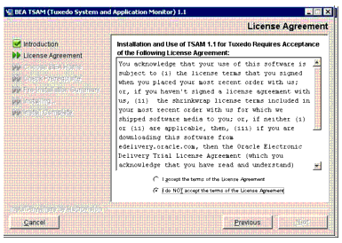 License Agreement Screen