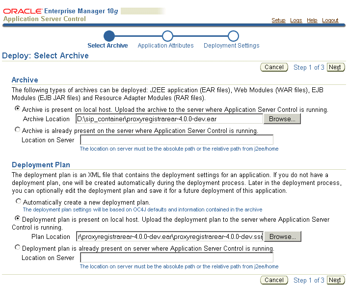 entering locations in Deployment Wizard entering locations in Deployment Wizard