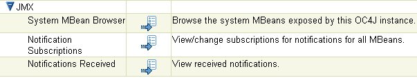 This graphic shows the JMX section of the Task List. This graphic shows the JMX section of the Task List.
