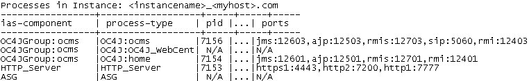 output of opmnctl status command