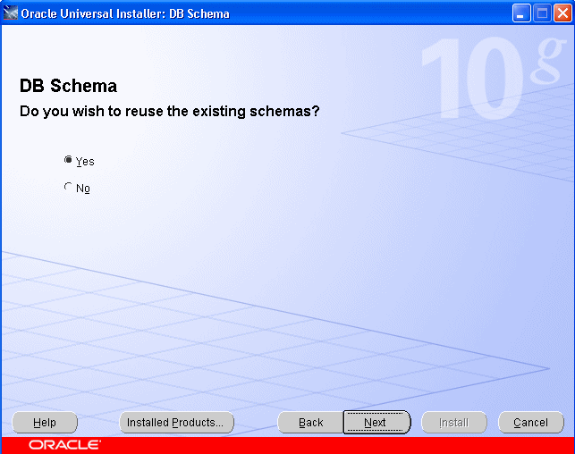 DB Schema screen