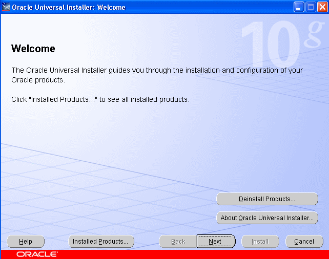 Welcome screen
