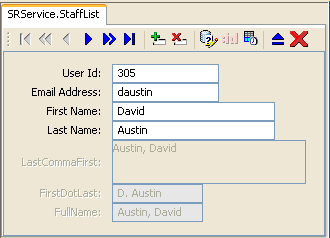 Image of StaffList view object in tester