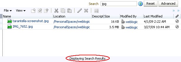 Document search results