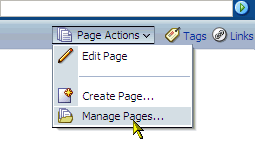 Manage Pages command on Page Actions menu