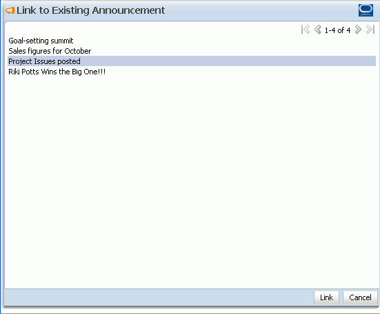 Existing announcements window