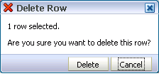 Delete Row confirmation dialog box