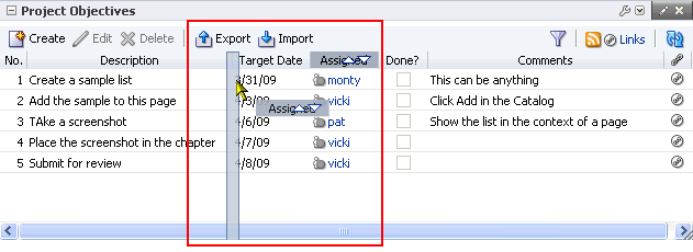 Dragging a list column in page edit mode