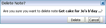 Delete Note dialog box