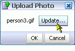 Update button in an Upload Photo dialog box