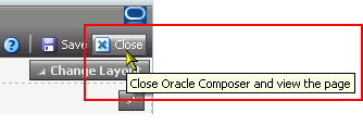 Oracle Composer Close button