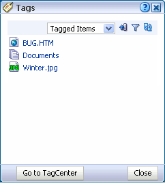Tagged items (pages) in the Sidebar