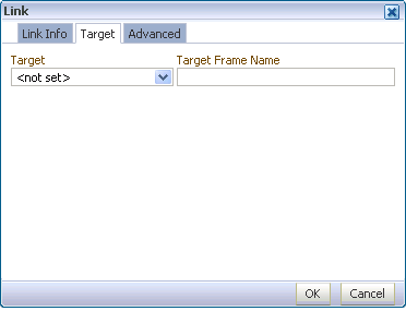 Target tab in the Link dialog box
