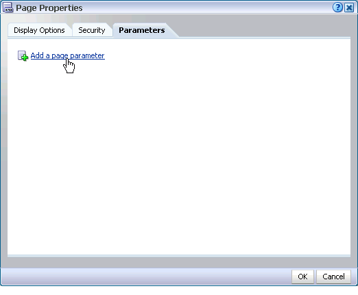 Parameters tab in Page Properties dialog box