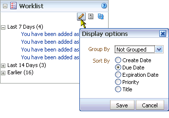 Worklist display options