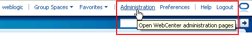 Administration link at the top of the application