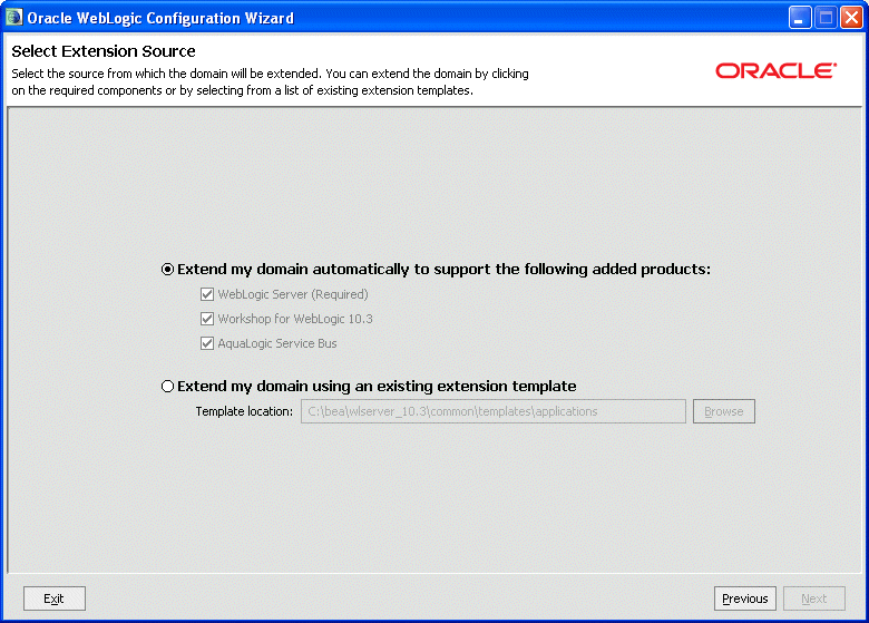 Select Extension Source Window