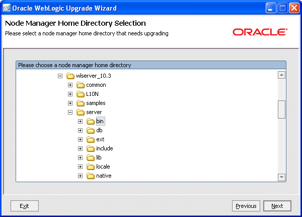 Node Manager Home Directory Selection