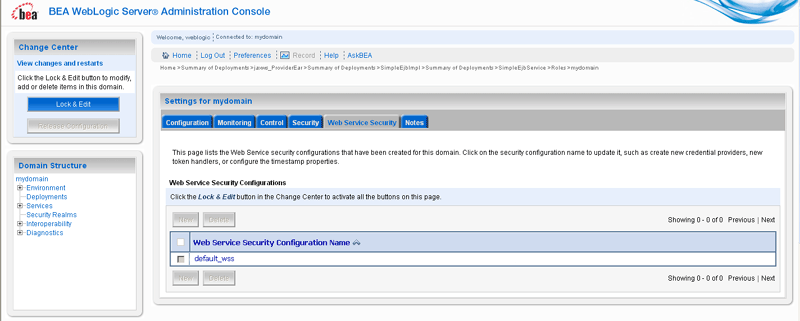 Web Service Security Configuration in Administration Console