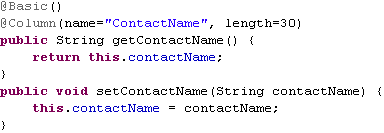 The @Basic annotation is accompanied by the @Column annotation