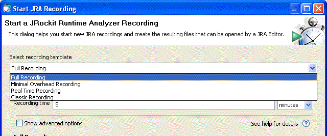 New Recording Template Selection