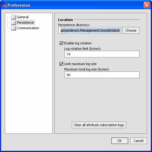  Preferences for Persistence Directory