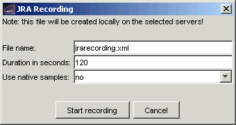  JRA Recording Dialog Box