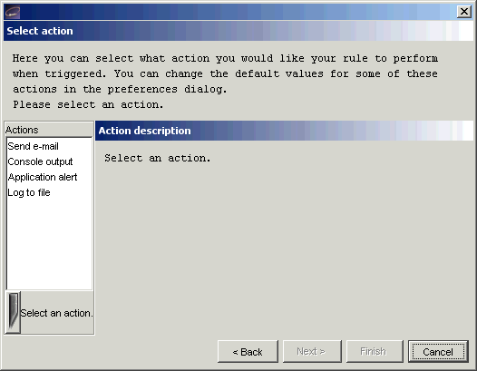  Select action Dialog Box