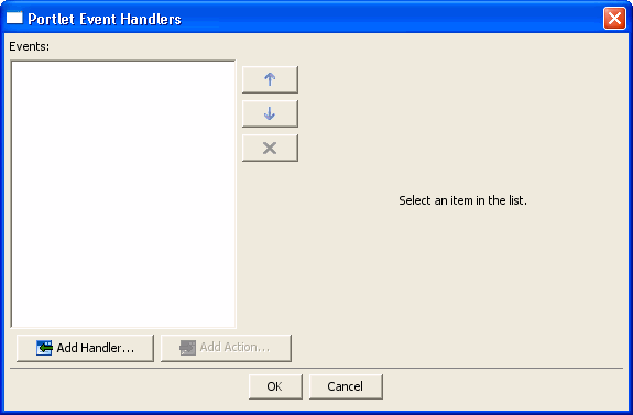 Portlet Event Handlers Dialog Box 