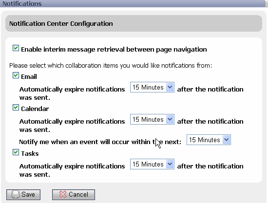 Configure the Notifications Center