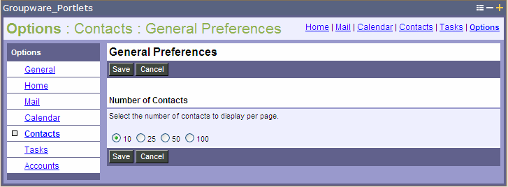 Contacts Preferences