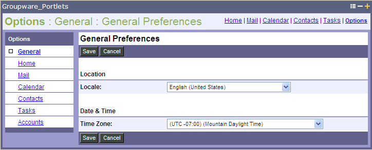 Options General Preferences