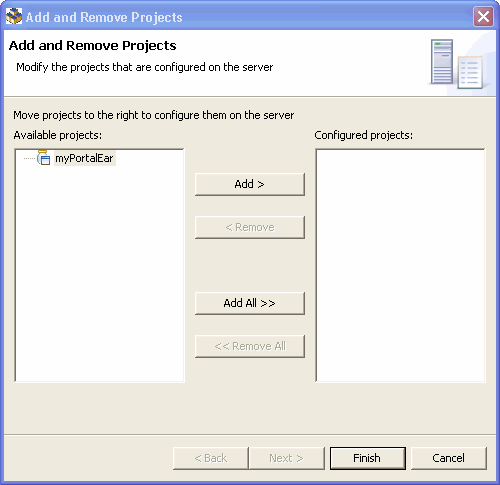 Add and Remove Projects Dialog