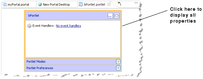 bPortlet with Outer Border Selected to Display Properties