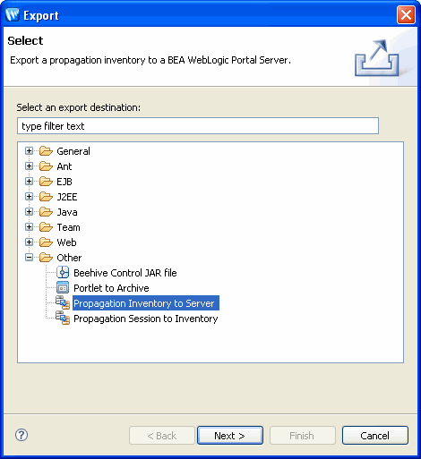 Select Export Propagation Inventory to Server