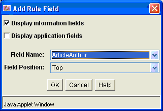 Add Rule Field Dialog