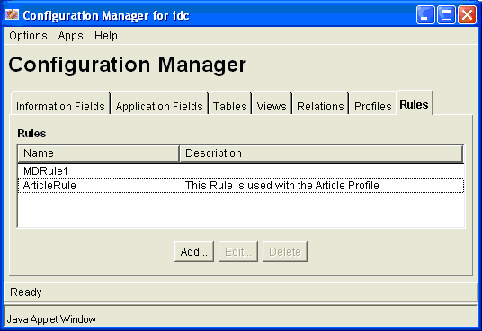 New Rule in the Configuration Manager 