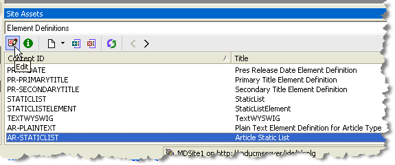 Selecting the Static List and Clicking the Edit Icon