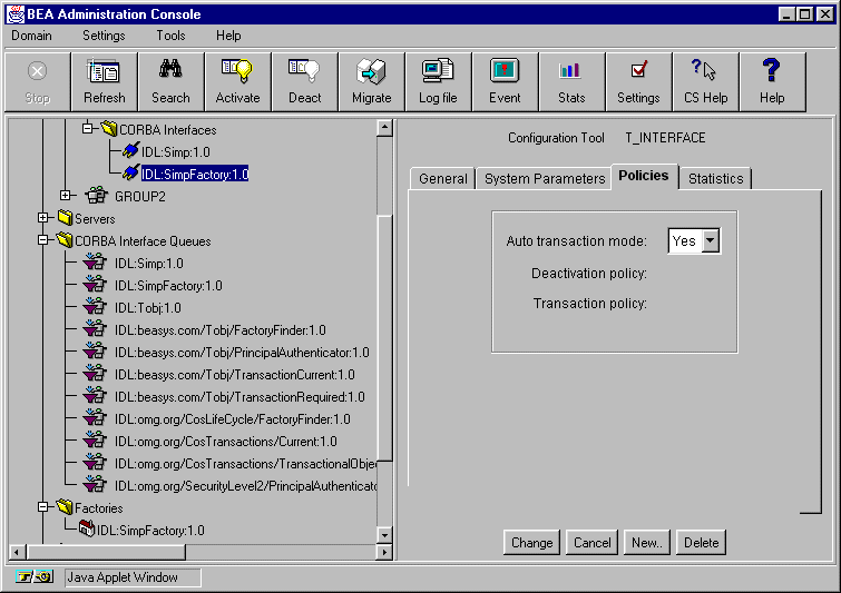 Administration Console Main Window