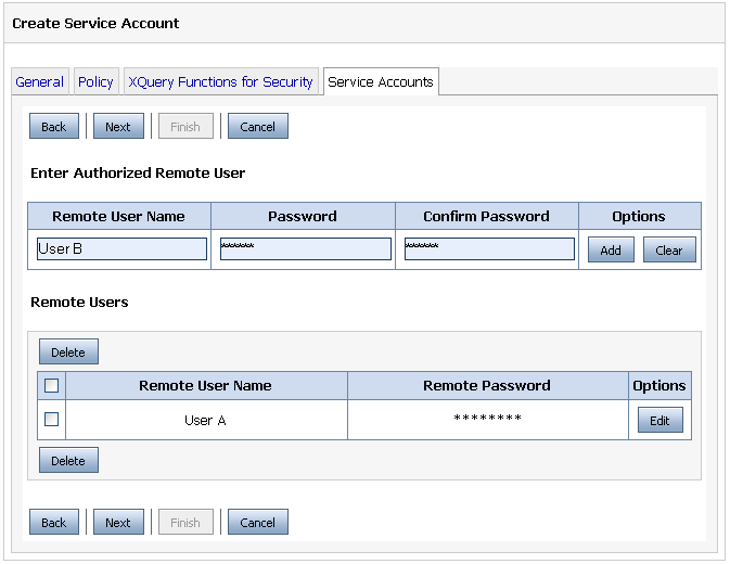 Creating a Service Account of the Mapping Type