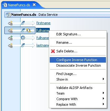 Selecting Configure Inverse Function