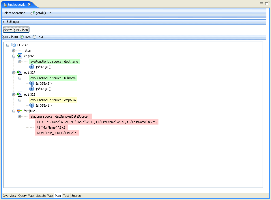 Query Plan for the getAll Operation