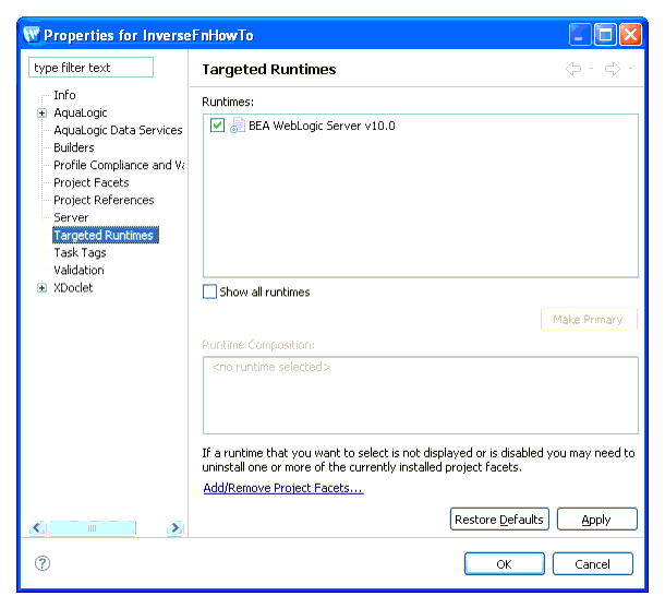 Selecting the Targeted Runtime